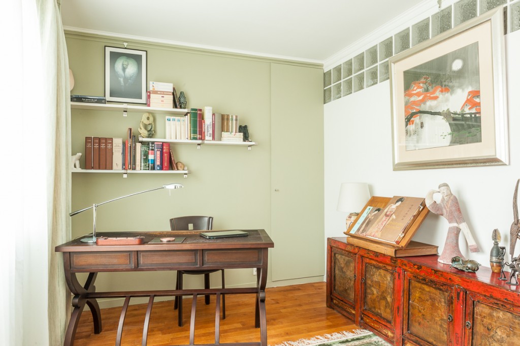bureau, placard caché, chine, mur peint de couleur, maéma architecte, décoration, rénovation