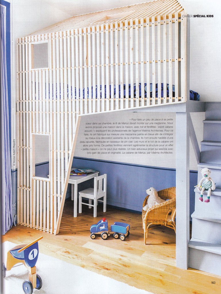 cabane, enfant, chambre, déco, décoration, bois, mezzanine, architecture, maéma, architectes