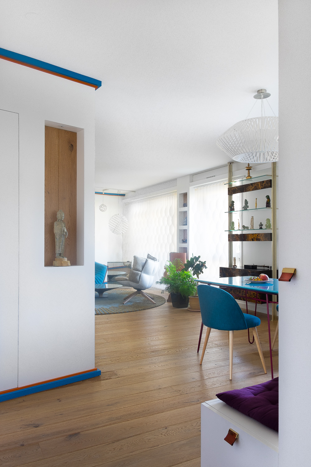 appartement, décoration, bleu, tapisserie, architecte, maéma, nicolas aubert-Maguéro, Rachel Marcus
