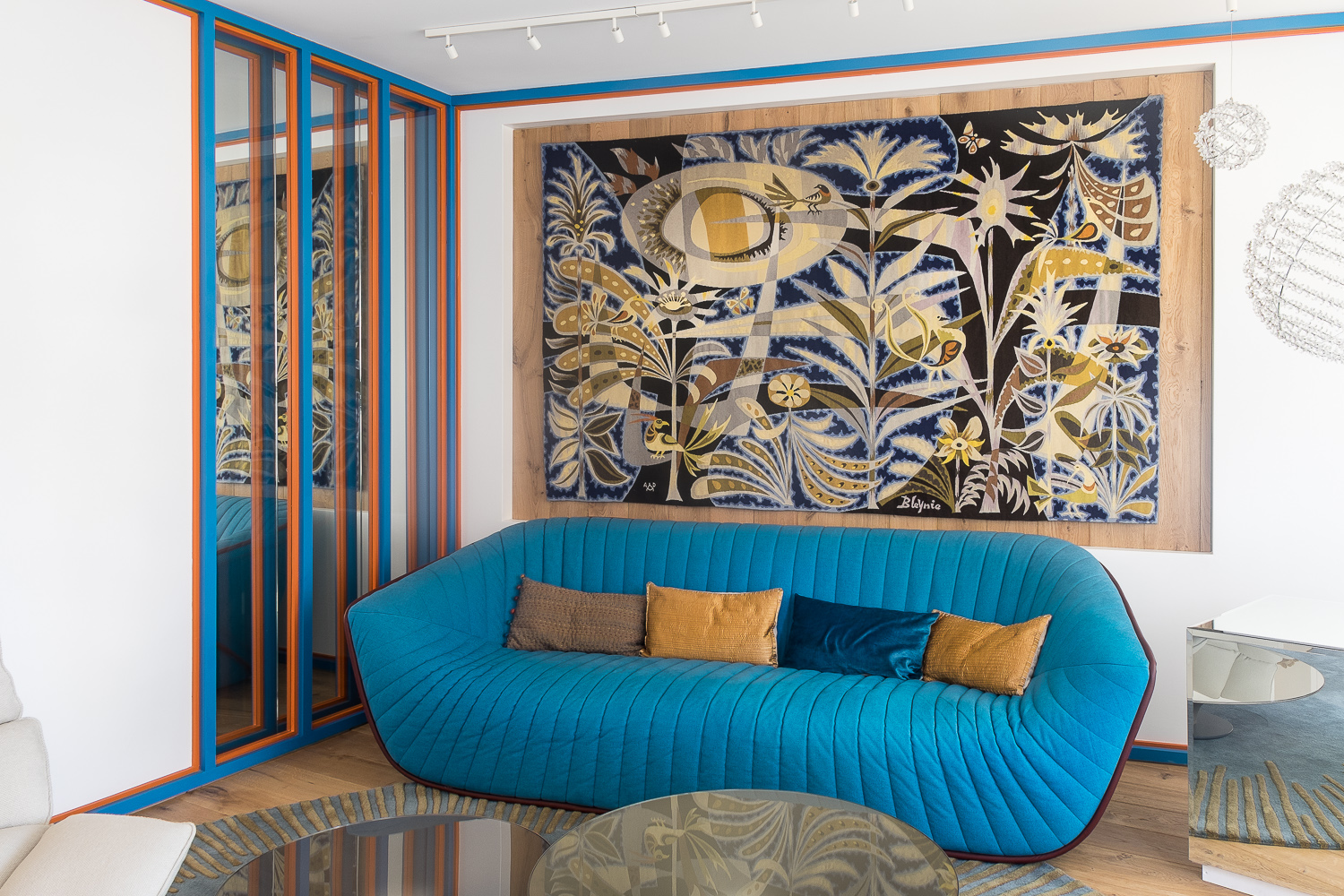 appartement, décoration, bleu, tapisserie, architecte, maéma, nicolas aubert-Maguéro, Rachel Marcus